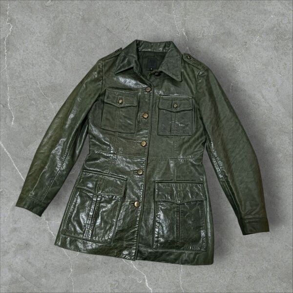 ANNA SUI アナスイ 本革 レザージャケット カーキ grunge y2k