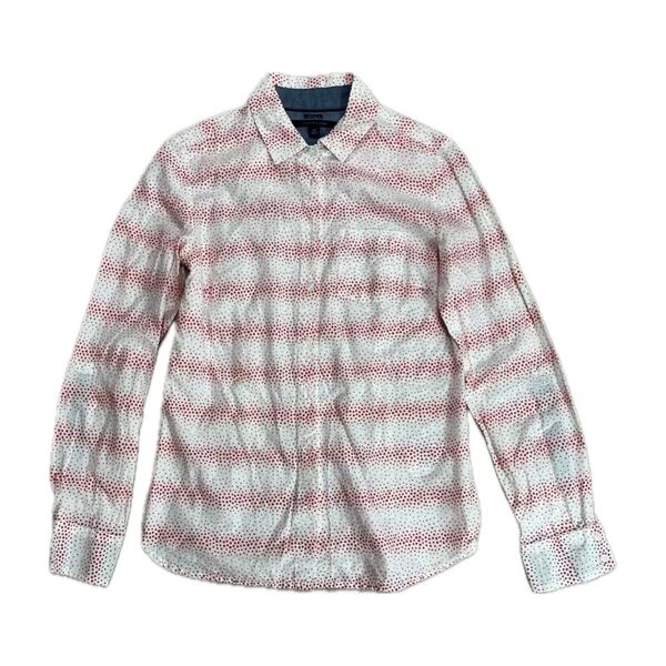 TOMMY HILFIGER トミーヒルフィガー コットン100%ドット柄 長袖シャツ レッド ホワイト M
