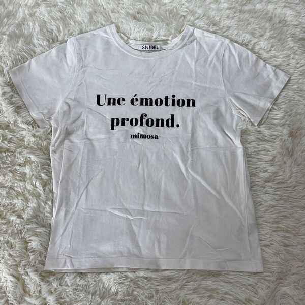SNIDEL スナイデル コットン100% 半袖 ロゴ Tシャツ フリーサイズ ホワイト