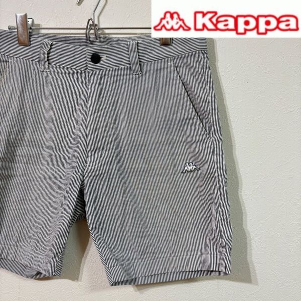 【KAPPA GOLF】シアサッカーショートパンツ メンズ ゴルフ ストレッチ カッパ グレーストライプ