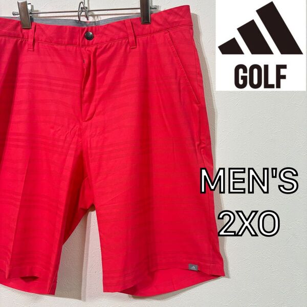 【adidas GOLF】美品 AEROREADYストレッチショートパンツ ゴルフ メンズ2XO アディダス 4L レッド 赤
