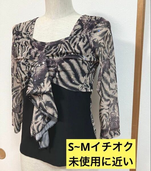 トップス ブラウス ダンス練習着 社交ダンスレッスンウェア パティー S〜M 未使用に近い