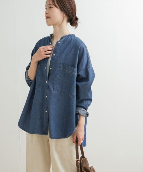 新品 アーバンリサーチドアーズ デニムバンドカラーシャツ