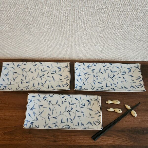 横長皿3枚&箸置き3個セットまとめ売り 長角皿 和食器 食器セット