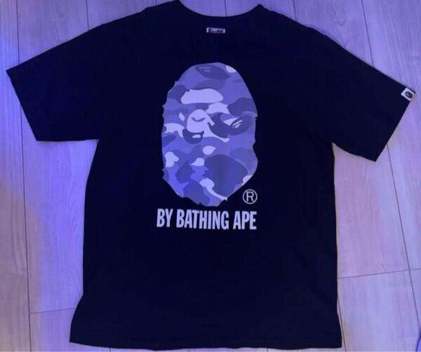 BAPE カモ柄 半袖Tシャツ メンズ L 黒 大猿 ビッグロゴ エイプヘッド