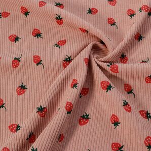 生地 いちご コーデュロイ ピンク ハンドメイド 手作り 裁縫 布