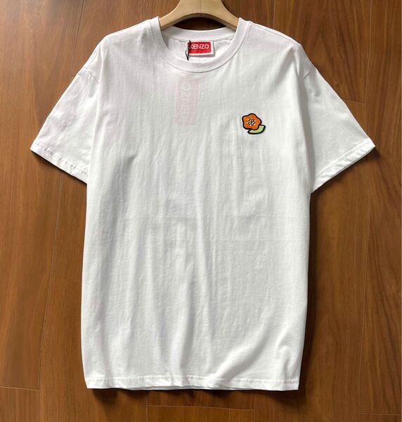 KENZO ロゴ刺繍 ホウイト 男女兼用 Tシャツ 半袖