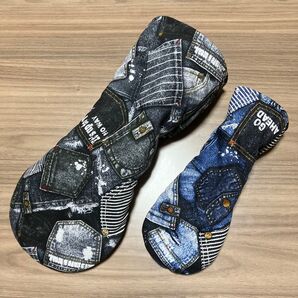 ハンドメイド ドライバー用 ・UT用ヘッドカバー2個セット デニム風生地