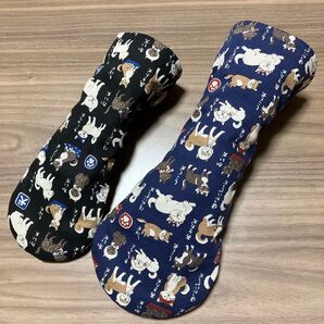 ハンドメイド フェアウェイウッド用 UT用ヘッドカバー2個セット ワンちゃん柄B