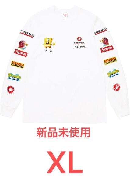 【確実正規品】Supreme x SpongeBob Castelli Racing L/S Tee "White"XLサイズ