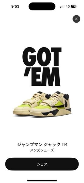 TRAVIS SCOTT × JORDAN JUMPMAN JACK TR "BRIGHT CACTUS" サイズ25cm