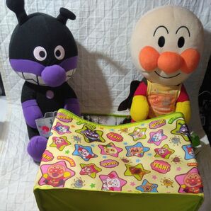 アンパンマン ぬいぐるみと収納バッグ 3個セット