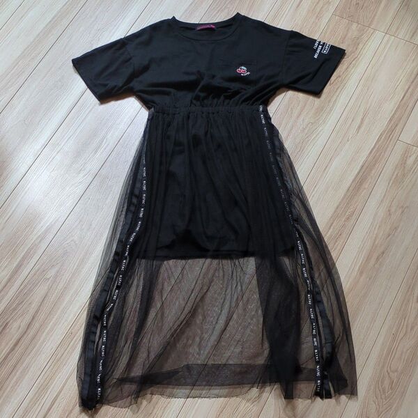 子供服 キッズ ジュニア 女の子 ワンピース 半袖 ブラック ラブトキシック ラブトキ LOVETOXIO 140