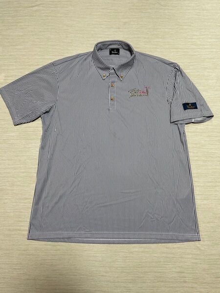 PARADISO GOLF ブリヂストン ポロ シャツ ストライプ ネイビー メンズ 3L サイズ 大きいサイズ