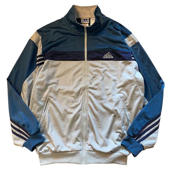 90s グッドカラー アディダス トラック ジャケット ジャージ ナイロン ジャージ トレフォイル 古着