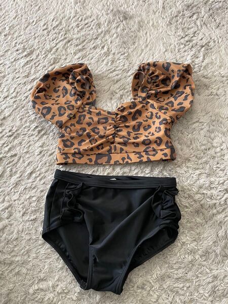 女の子 水着 ビキニ ヒョウ柄 110cm