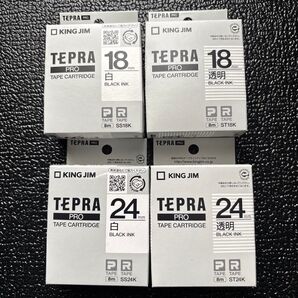 テプラPRO テープカートリッジ 4個セット 白/透明 18mm/24mm