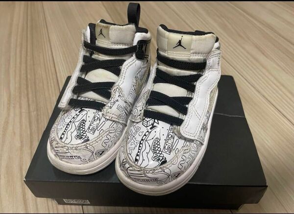 NIKE Jordan 1 ハイカットスニーカー ホワイト/ブラック 13cm