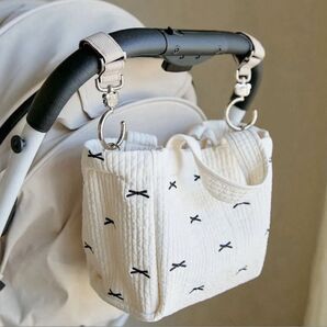 ヌビバッグ 白 ホワイト リボン トートバッグ 可愛い マザーズバッグ 韓国 エコバッグ バレエコア かわいい 2way