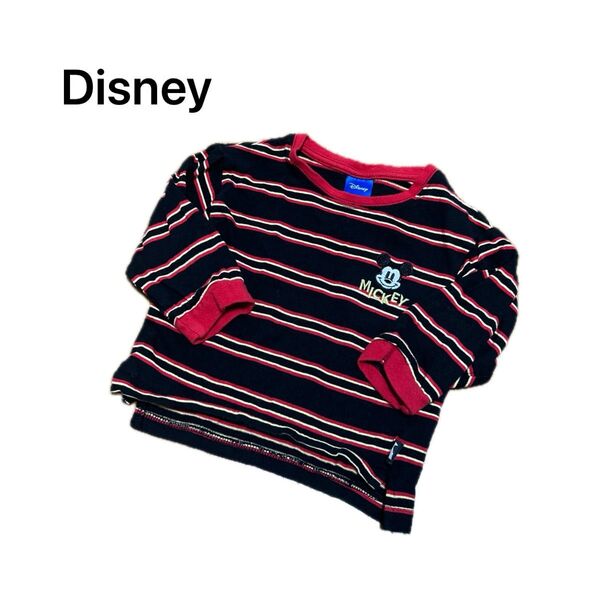 Disney ディズニー ミッキー ボーダー 長袖 Tシャツ 90 子供服 ロンT 長袖Tシャツ