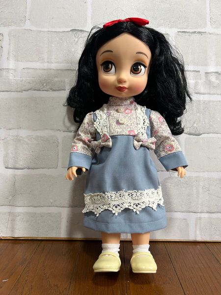 ハンドメイド アニメータードール服 花柄ワンピース 水色 レース付き ワンピース1点のみ 着せ替え かわいい