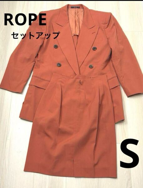 【古着】ROPE ロペ スーツ セットアップ スカート オレンジ S おしゃれ