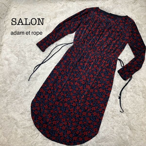 美品】SALON adam et rope’ フラワープリントワンピース 長袖ワンピース ワンピース 花柄 長袖 FREE