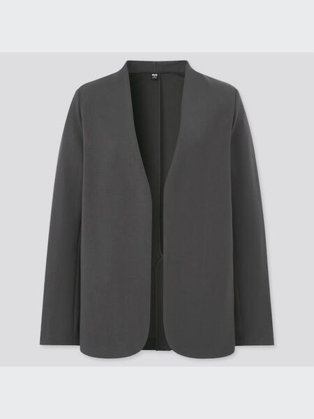 美品】特価】UNIQLO ストレッチダブルフェイスジャケット(長袖) M ノーカラージャケット ジャケット ノーカラー 長袖