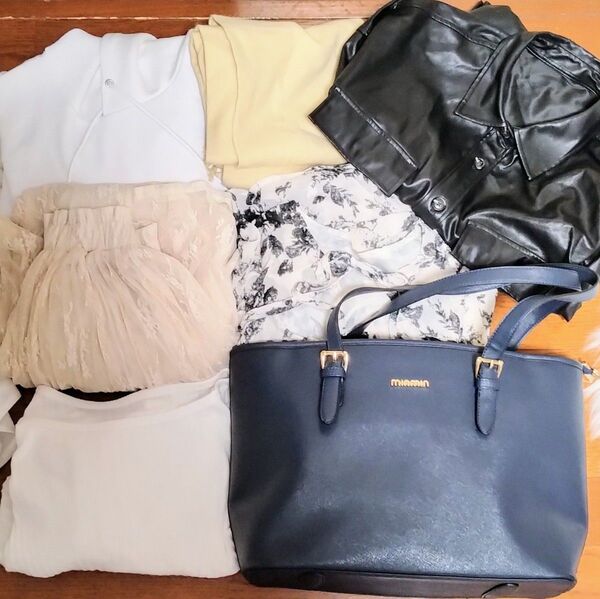 L、Fサイズ洋服セット 5点+ストール+バッグ セット+おまけ5点