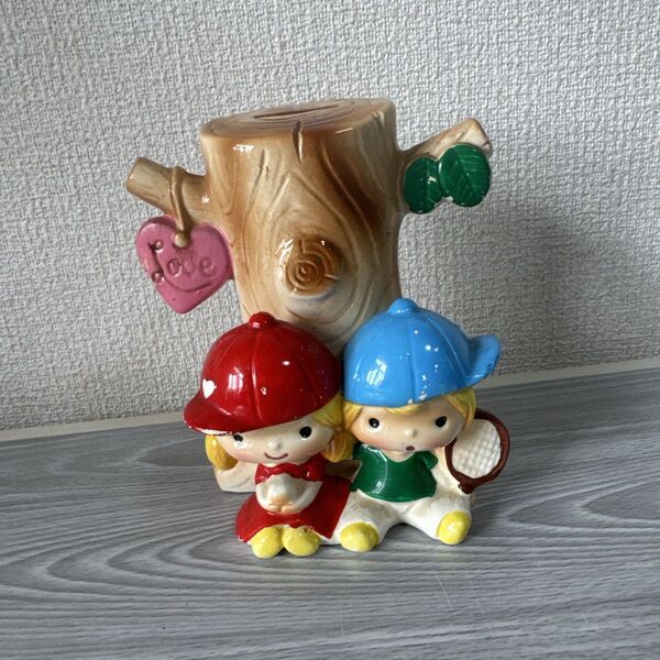 レトロ 置物 貯金箱 男の子 女の子 アメキャラ キャラクター 中古
