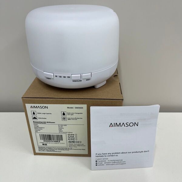【新品】AIMASON アロマディフューザー LEDライト・リモコン付き