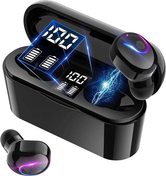 ワイヤレスイヤホン 1200mAh充電ケース付 連続5時間再生 Bluetooth