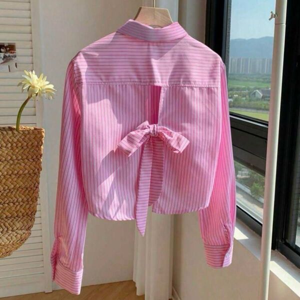 SHEIN ブラウス ピンク ストライプシャツ XXL表記