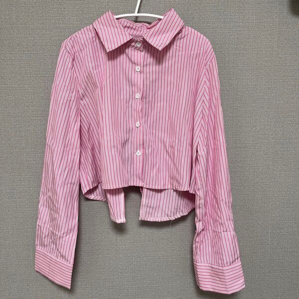 SHEIN ブラウス ピンク ストライプシャツ XXL表記