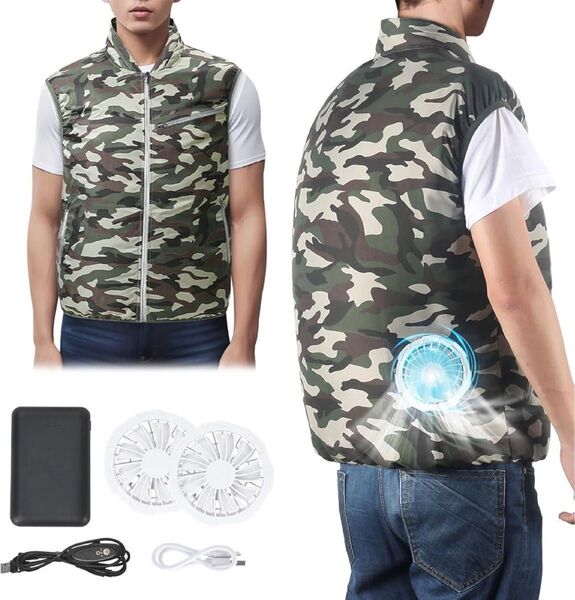 大特価 大人気 空調服 ベスト ファン付き 半袖 迷彩 M 大風量 新品 ジャケット 熱中症対策 熱中症 暑さ対策 男女兼用