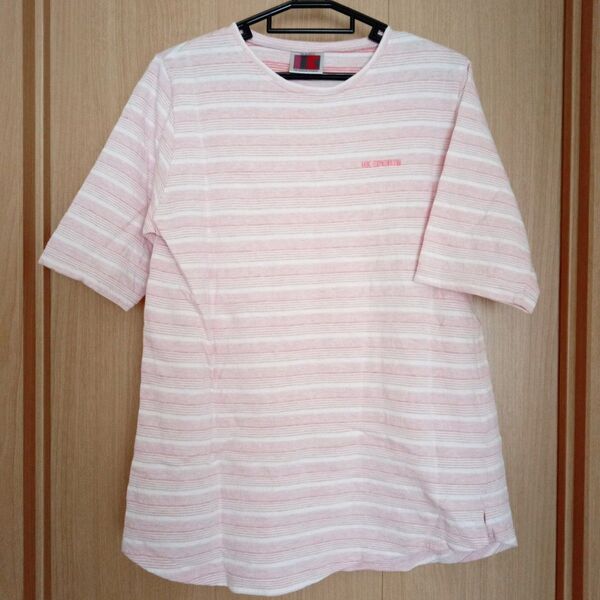 HK Sports Tシャツ M ピンク ボーダー レディース 半袖 しまむら