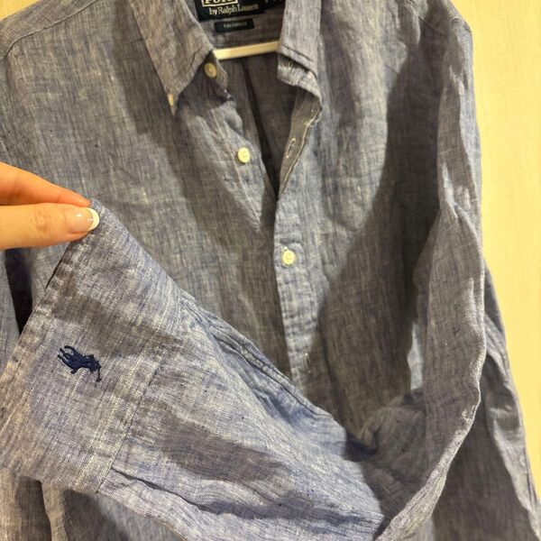 POLO by Ralph Lauren 長袖シャツ リネンシャツ Lサイズ ブルー