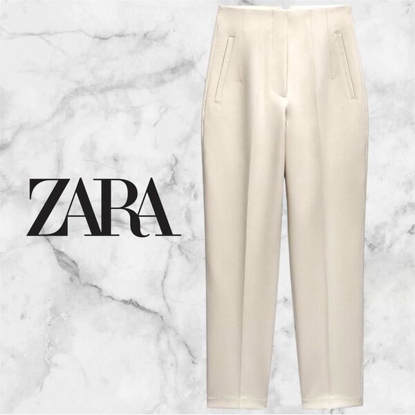 ZARA ザラ ハイウエストパンツ パンツ チノパン スラックス アイボリー レディース S