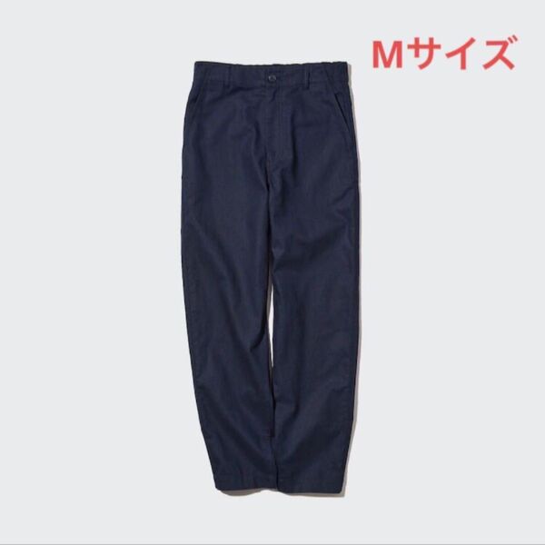 ユニクロ リネンコットン テーパードパンツ ネイビー レディース