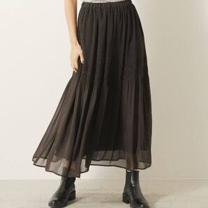 【完売品】crie conforto シフォンプリーツプリーツスカート Mブラウン