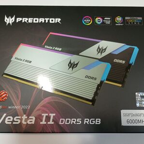 Acer PREDATOR Vesta II DDR5 RGB 6000MHz Cl36 32GB(16GB×2) メモリ