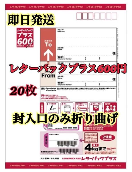日本郵便 レターパックプラス 現行600円×20 20枚 未使用 現行柄 新料金