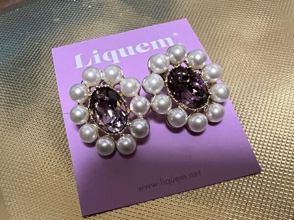 美品 Liquem リキュエム ポートレートサークルピアス アンティークピンク