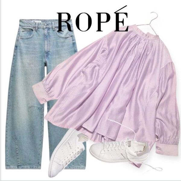 《洗える》完売品☆ROPE☆2WAYボリュームギャザーシアーブラウス