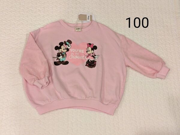 【新品未使用】しまむら リトシー ディズニー ミッキー ミニー 袖チュール トレーナー 100
