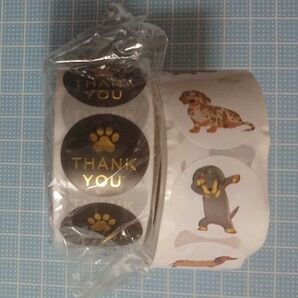 ギフトシール 肉球サンキューシール1ロール 犬シール ロールシール シール ダックスフンド 1ロール