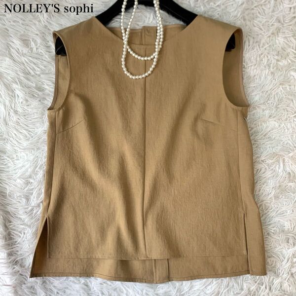 NOLLEY'S sophi ノーリーズソフィ SYツイルブラウス ノースリーブ 金ボタン 38サイズ