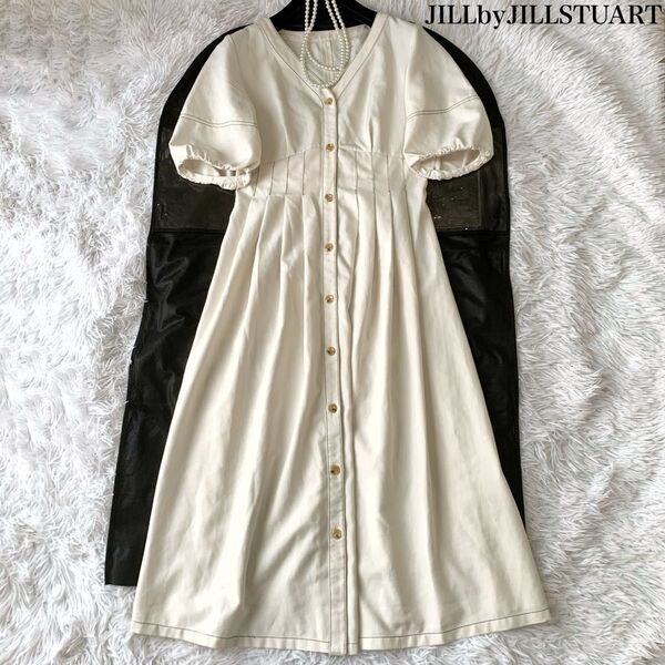 JILLbyJILLSTUART ジルバイジルスチュアート タックウエストスカーフ付きワンピース ロング M 定価1.6万