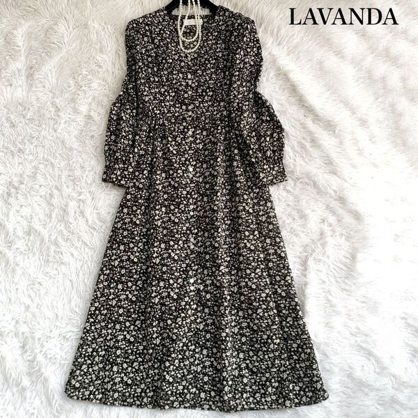 LAVANDA ラバンダ フラワーブラウスワンピース ロングワンピース 小花柄 フリーサイズ 宇野実彩子