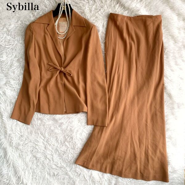 Sybilla シビラ セットアップ スカートスーツ ウエストリボン付き 40サイズ キャメル